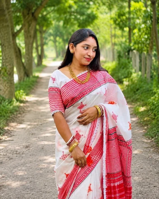 Tangail silk Saree With Blouse Code-TSS-1701